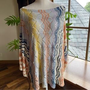 Easel Los Angeles Multicolor Colorful Knit Kimono Sleeve Boatneck Sweater